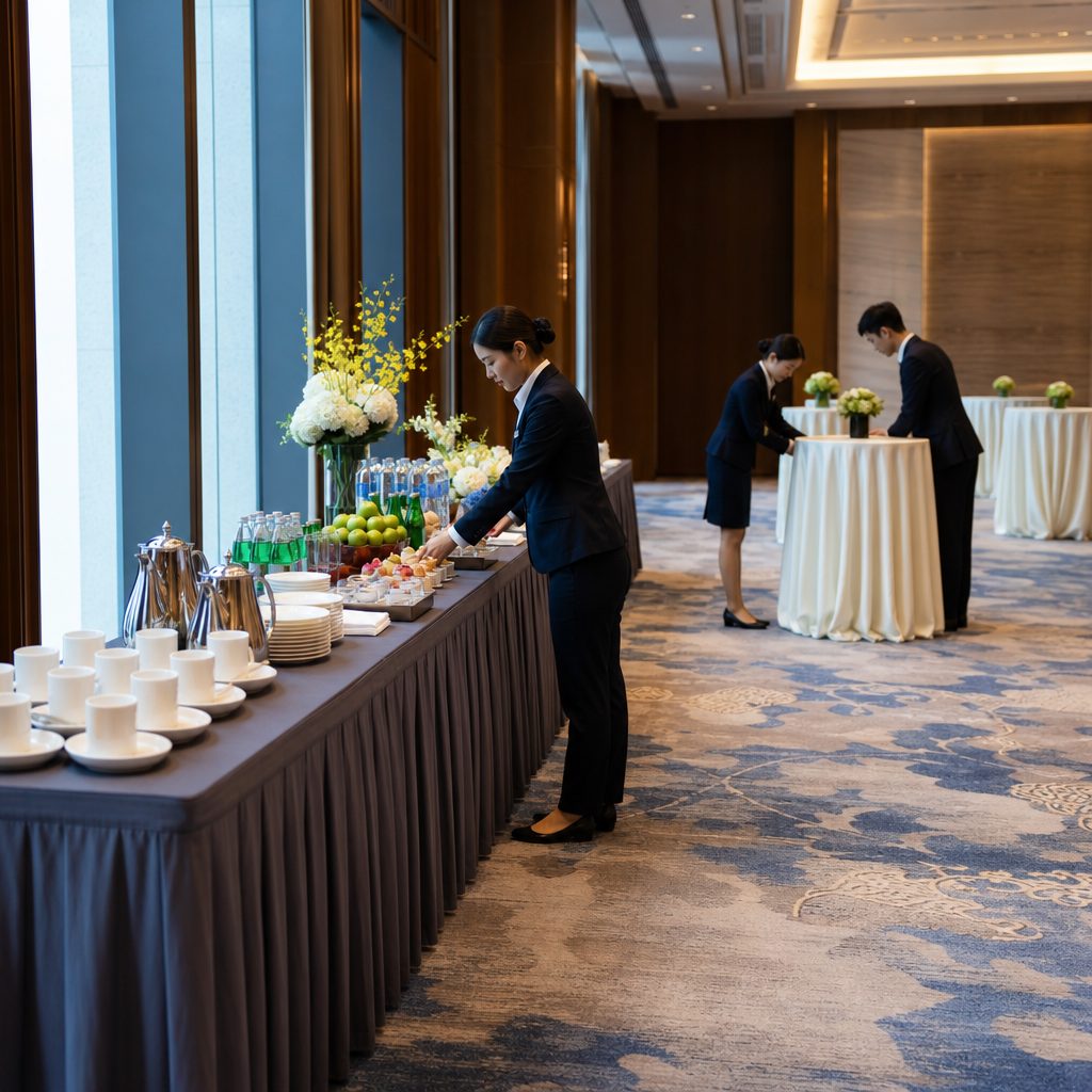 茶歇区布置：尺寸、动线和进场时间怎么确认